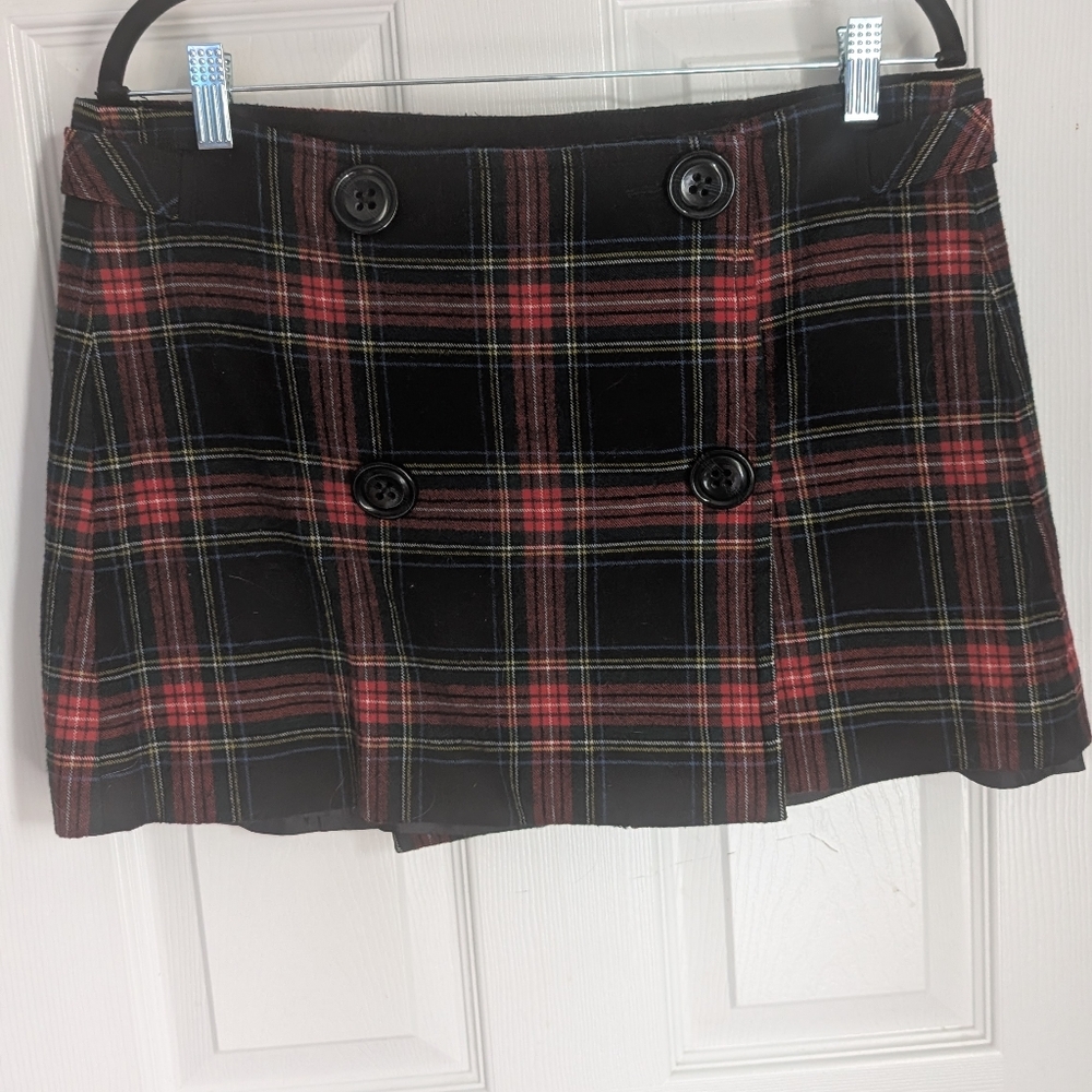 GAP Black and Red Plaid Mini Skirt